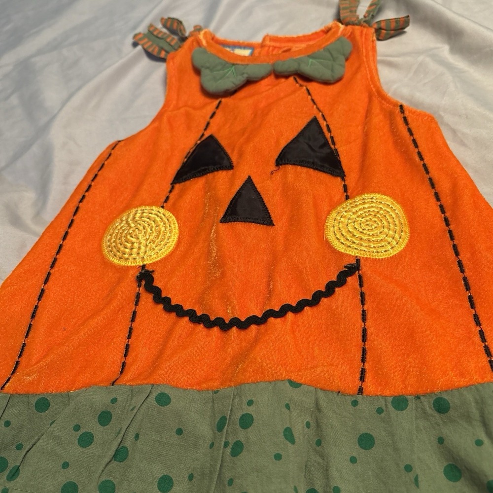 Infant Size 2T Kids Klassics‎ Pumpkin Jack O Lantern Halloween Dress EUC
